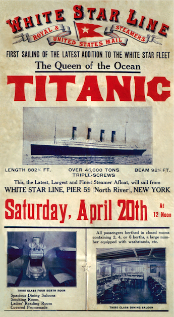 Titanic booking leaflet or sailing notice